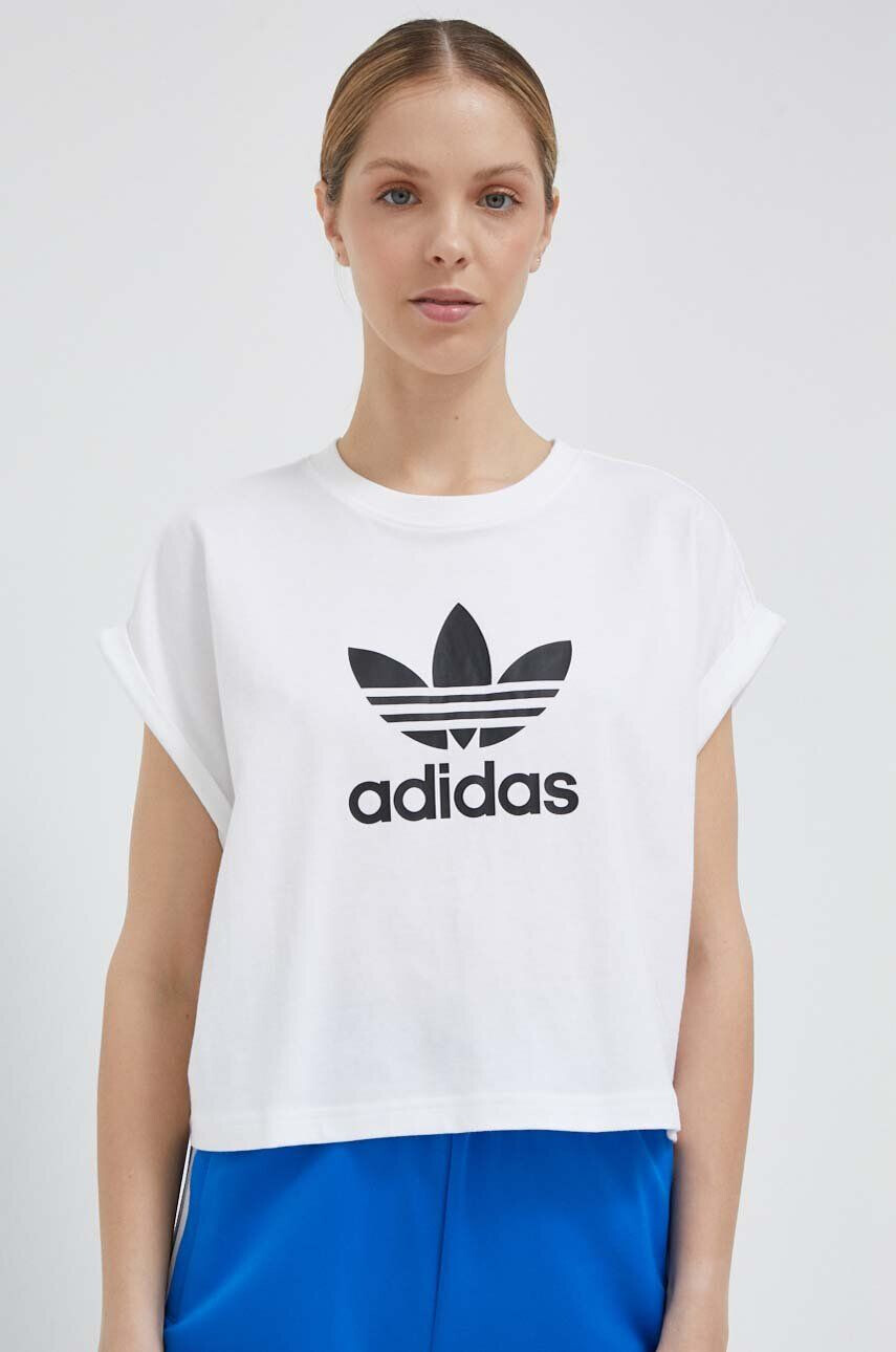 adidas Originals Bombažna kratka majica bela barva - Pepit.si