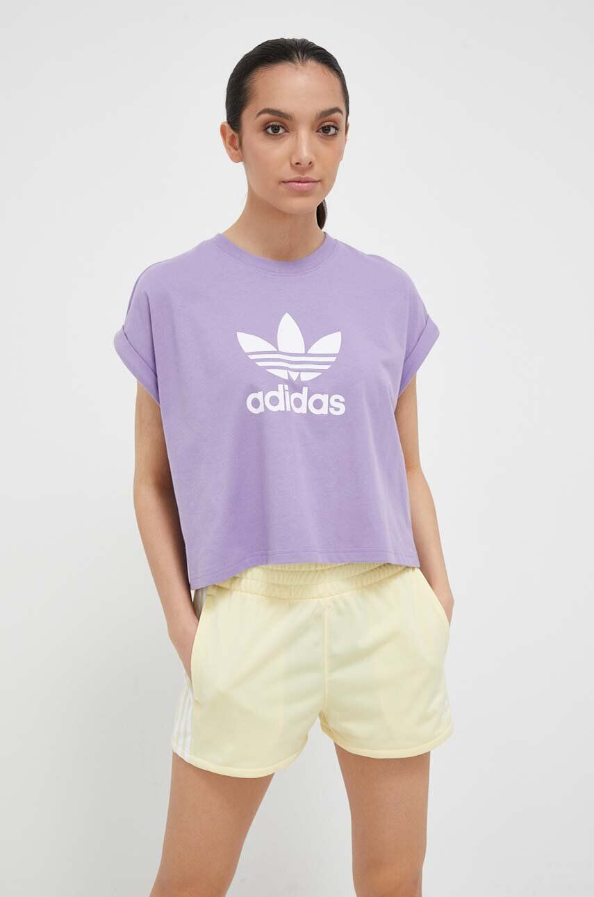 adidas Originals Bombažna kratka majica vijolična barva - Pepit.si