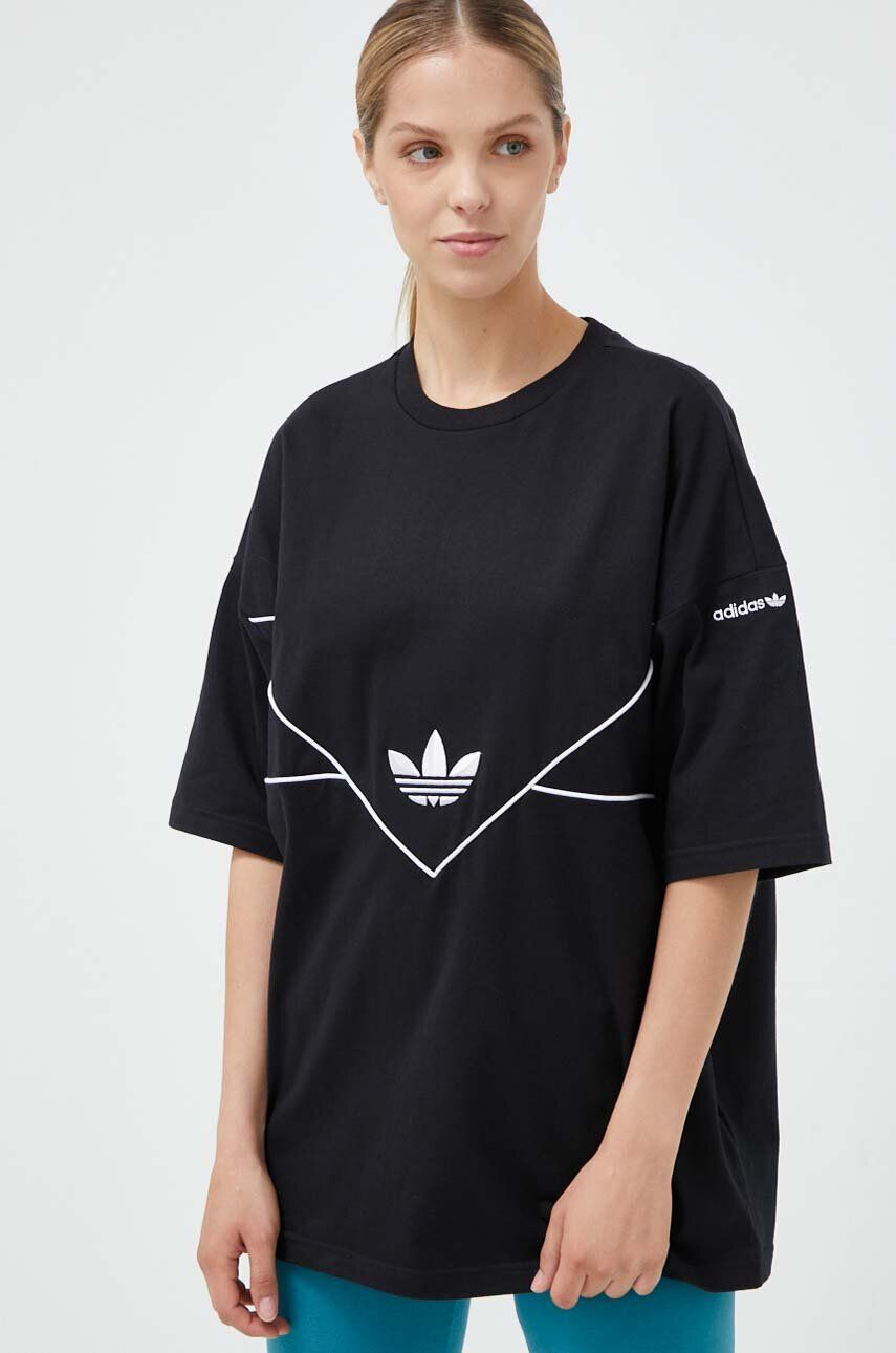 adidas Originals Bombažna kratka majica črna barva - Pepit.si