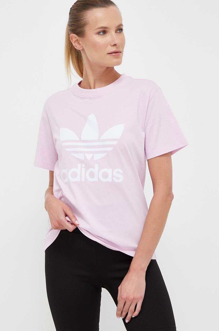 adidas Originals Bombažna kratka majica roza barva - Pepit.si