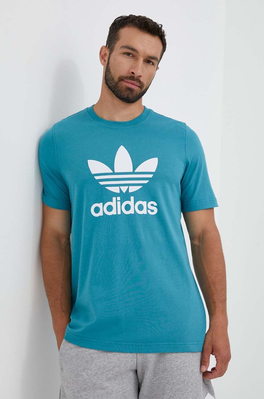 adidas Originals Bombažna kratka majica turkizna barva - Pepit.si