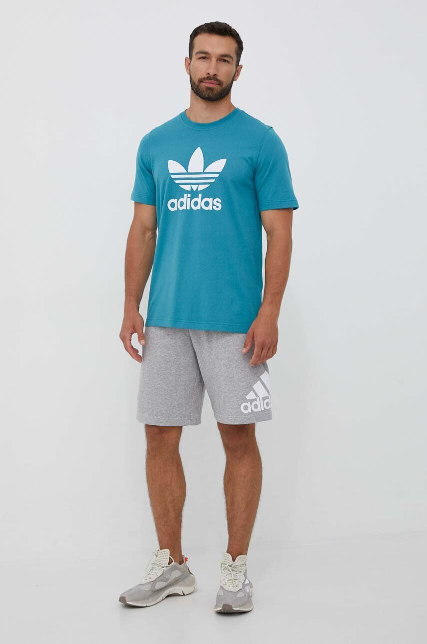 adidas Originals Bombažna kratka majica turkizna barva - Pepit.si