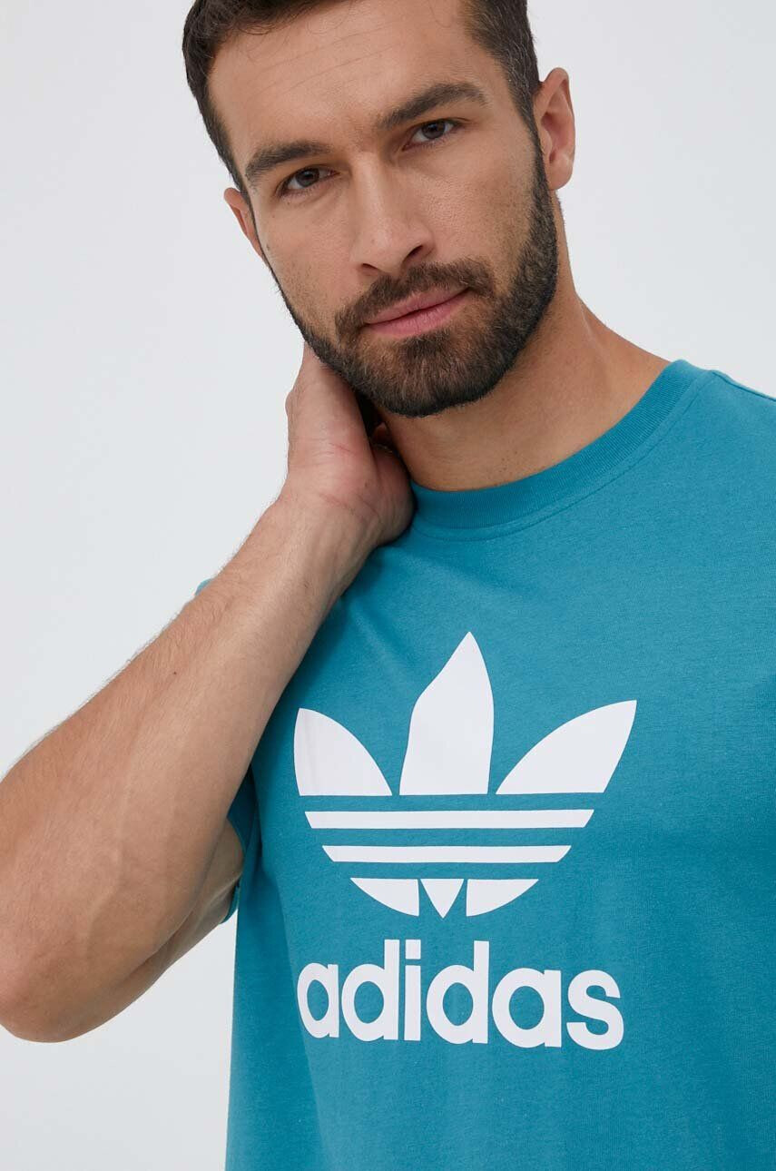 adidas Originals Bombažna kratka majica turkizna barva - Pepit.si