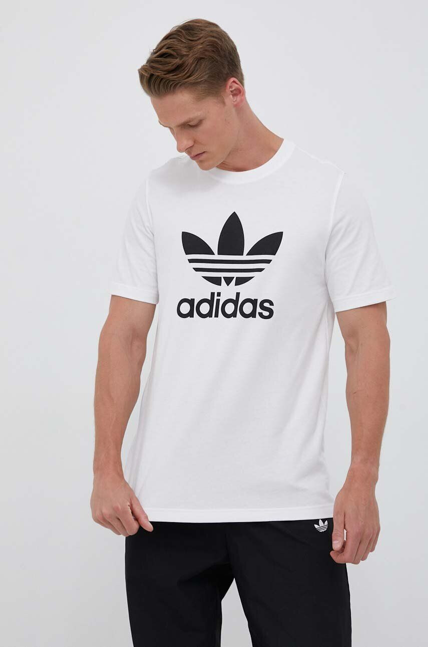 adidas Originals Bombažna kratka majica moški bela barva - Pepit.si