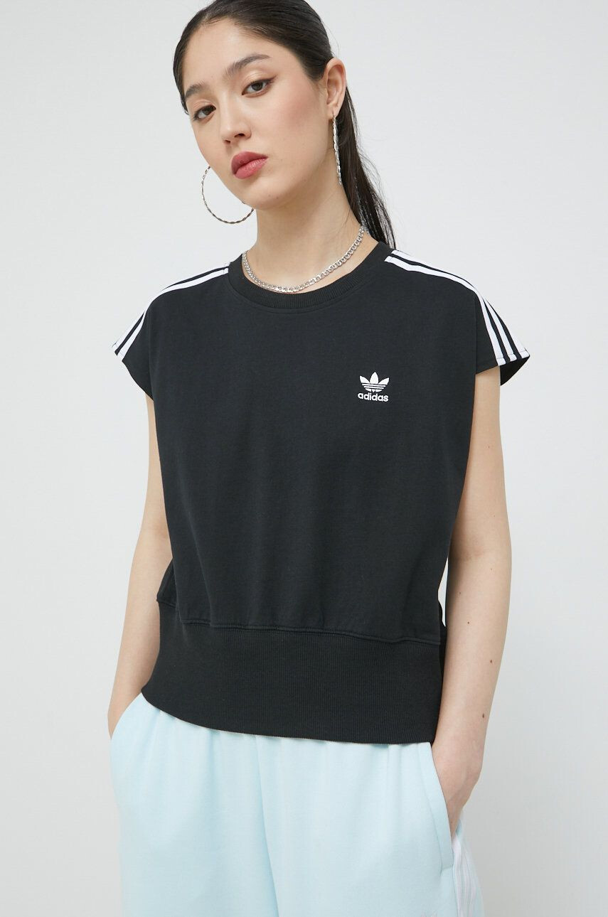 adidas Originals Bombažna kratka majica črna barva - Pepit.si