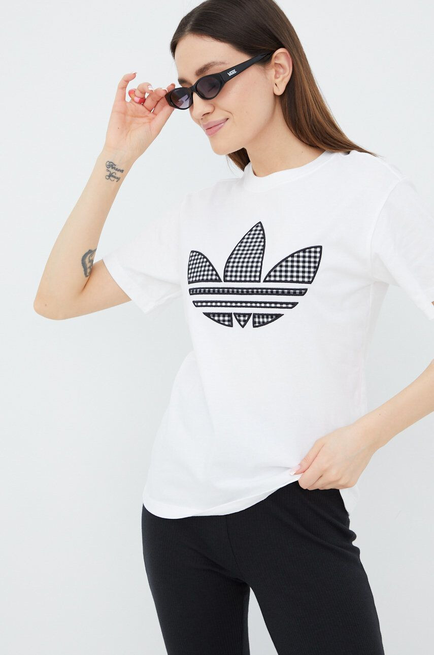 adidas Originals Bombažna kratka majica Trefoil Moments bela barva - Pepit.si