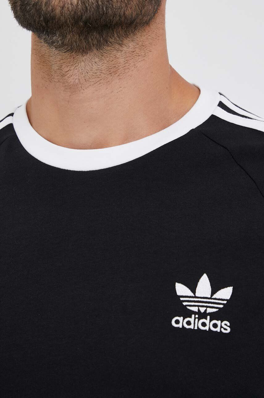 adidas Originals Bombažna majica z dolgimi rokavi 3-Stripes Long Sleeve Tee črna barva - Pepit.si