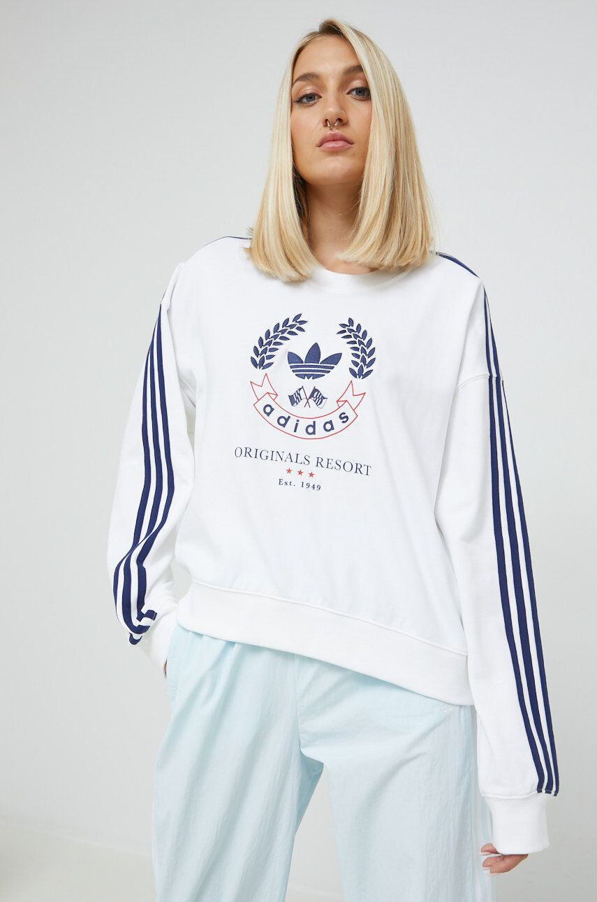 adidas Originals Bombažna mikica ženska bela barva - Pepit.si