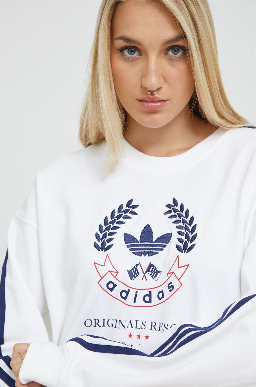 adidas Originals Bombažna mikica ženska bela barva - Pepit.si