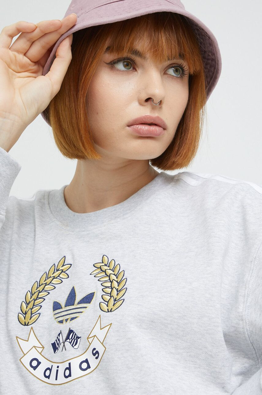 adidas Originals Bombažna mikica ženska siva barva - Pepit.si