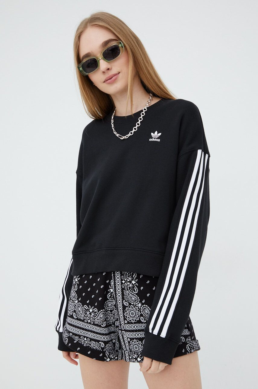 adidas Originals Bombažna mikica Adicolor ženska črna barva - Pepit.si