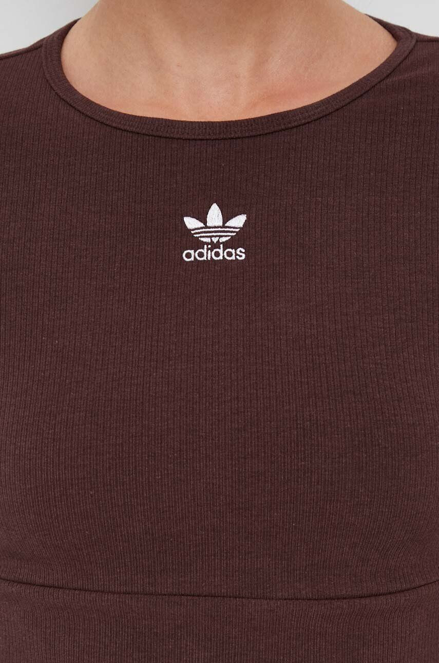 adidas Originals Majica z dolgimi rokavi ženski rjava barva - Pepit.si