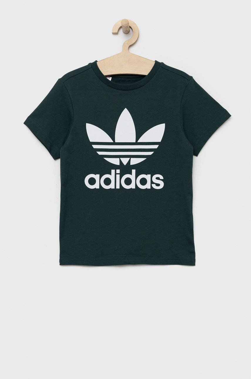 adidas Originals Otroška bombažna kratka majica zelena barva - Pepit.si