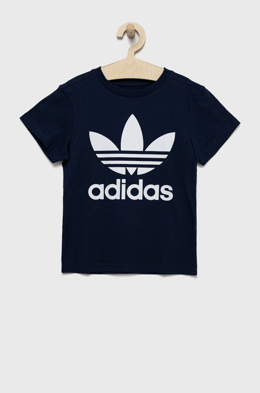 adidas Originals Otroška bombažna kratka majica mornarsko modra barva - Pepit.si