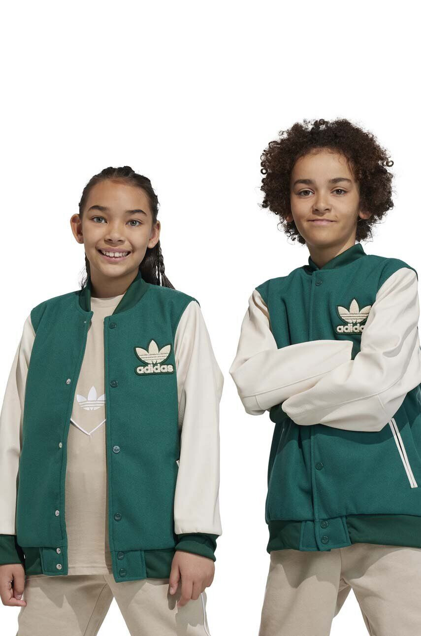 adidas Originals Otroška bomber jakna zelena barva - Pepit.si