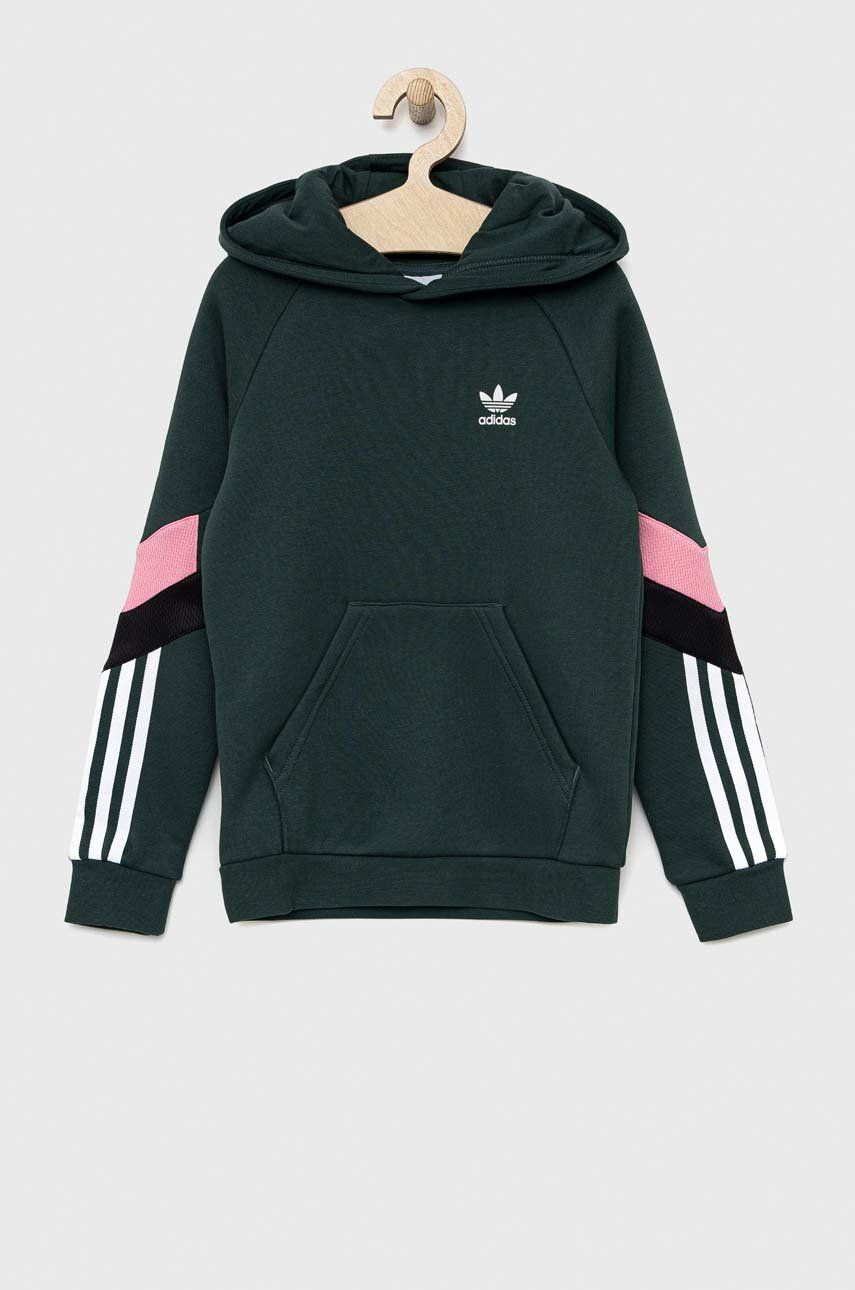 adidas Originals Otroška mikica zelena barva s kapuco - Pepit.si