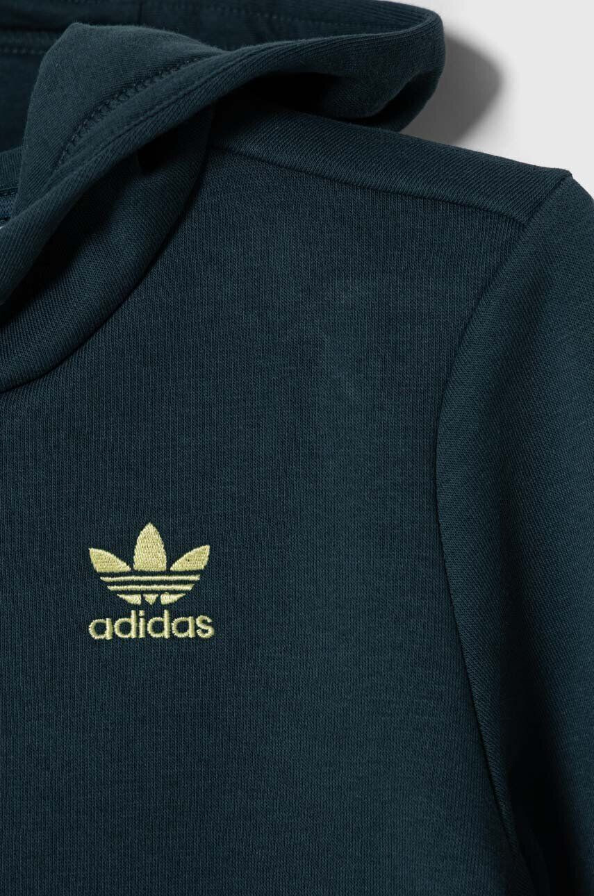 adidas Originals Otroški pulover zelena barva s kapuco - Pepit.si