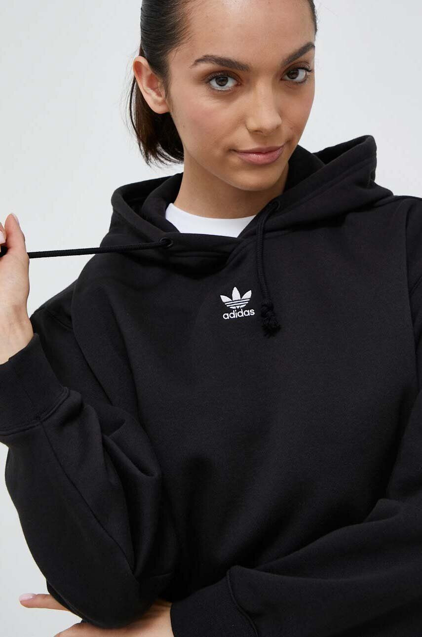 adidas Originals Pulover ženska črna barva s kapuco - Pepit.si