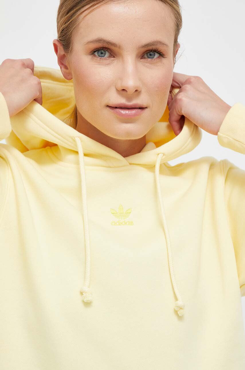 adidas Originals Pulover ženska rumena barva s kapuco - Pepit.si