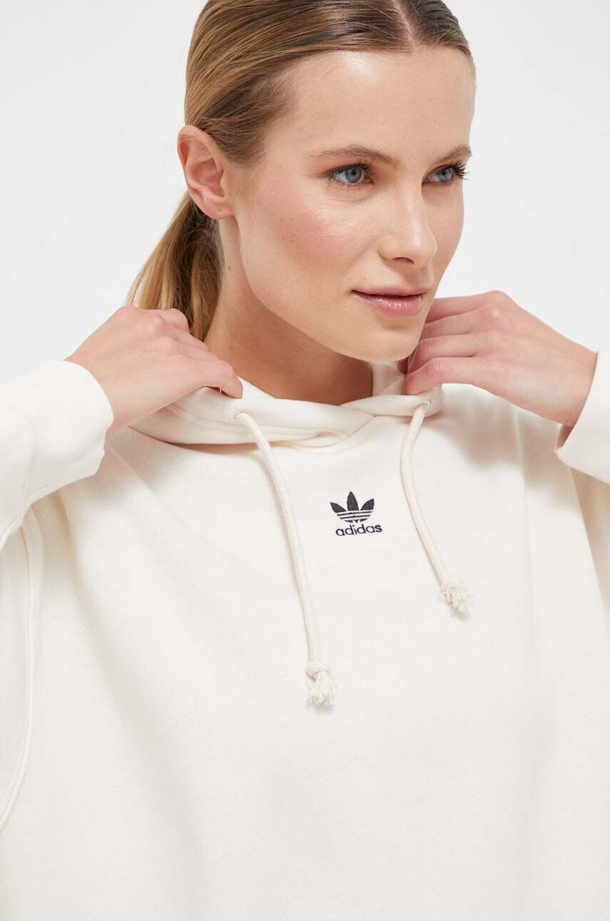 adidas Originals Pulover ženska bež barva s kapuco - Pepit.si