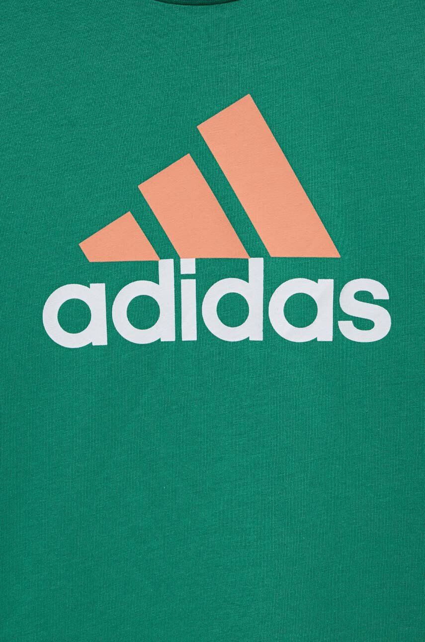 adidas Otroška bombažna kratka majica U BL 2 TEE zelena barva - Pepit.si