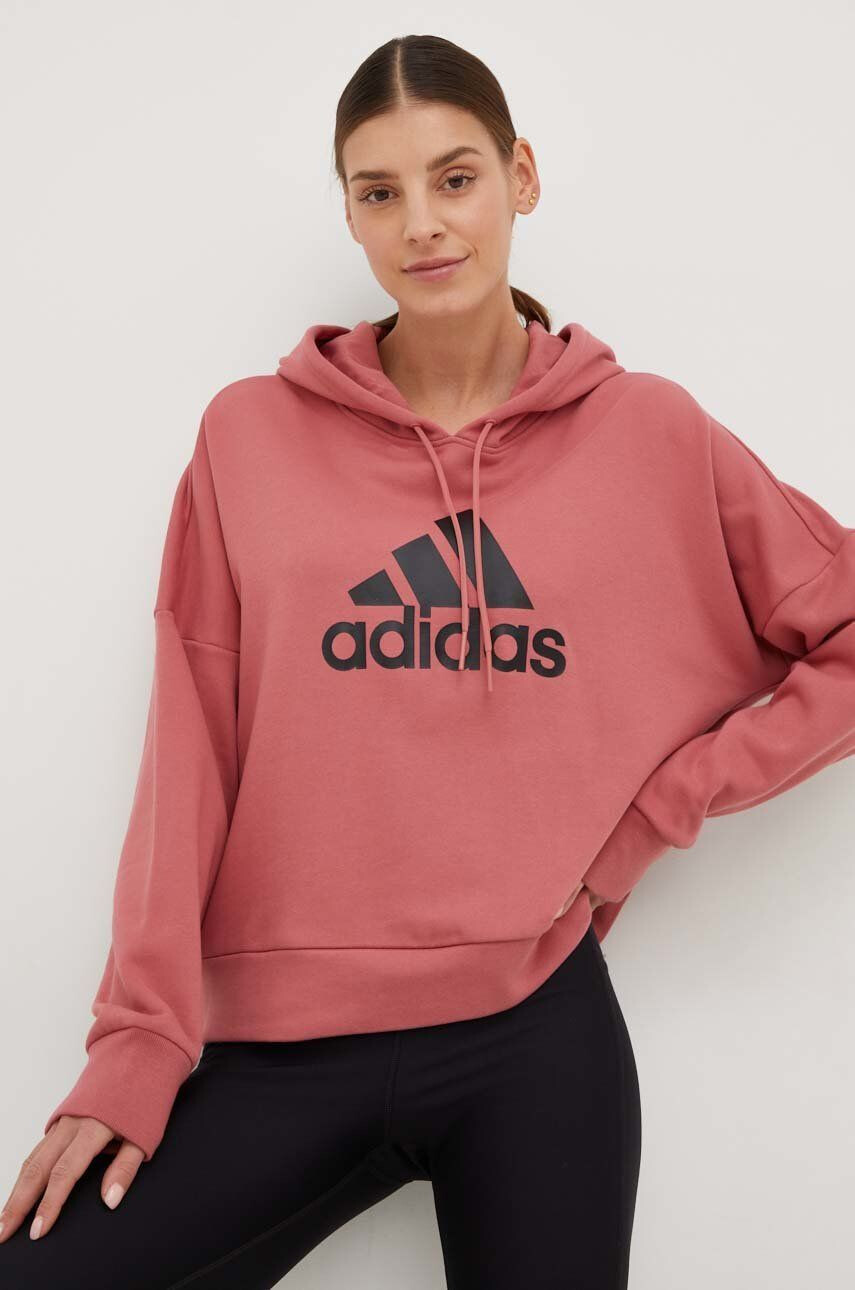 adidas Performance Bluza ženska roza barva s kapuco - Pepit.si