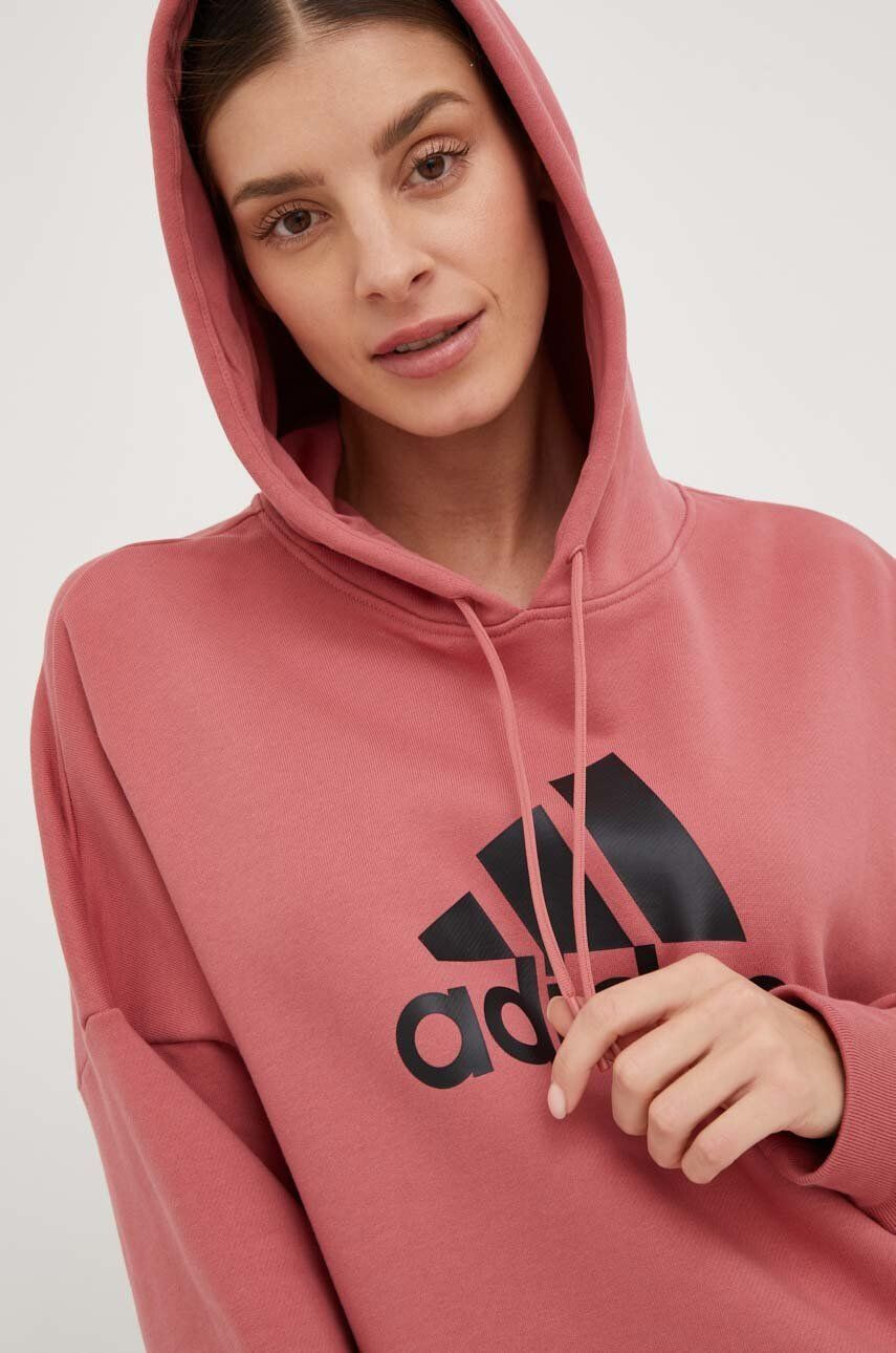 adidas Performance Bluza ženska roza barva s kapuco - Pepit.si