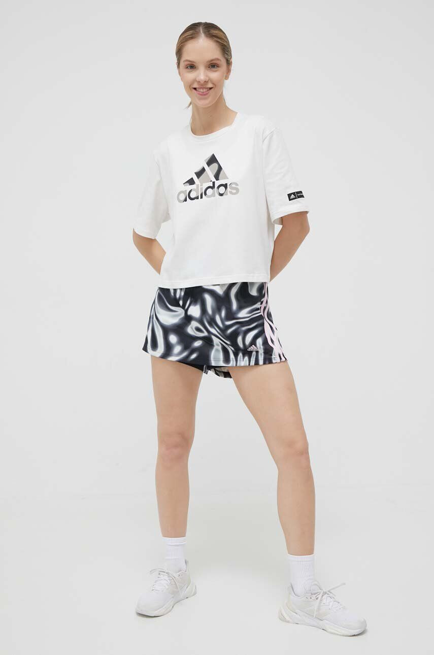 adidas Performance Bombažna kratka majica x Marimekko bela barva - Pepit.si