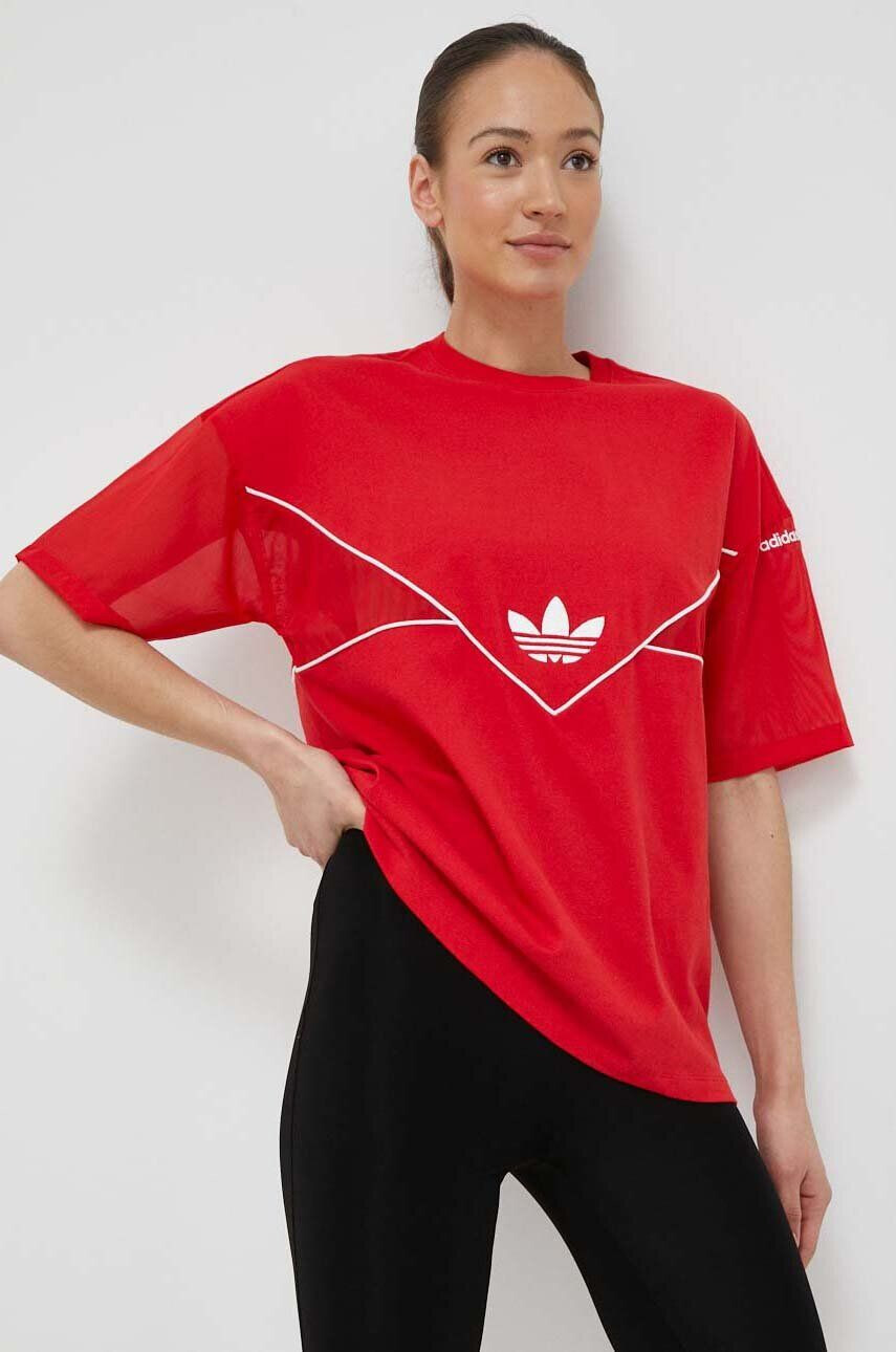 adidas Originals Kratka majica ženski rdeča barva - Pepit.si