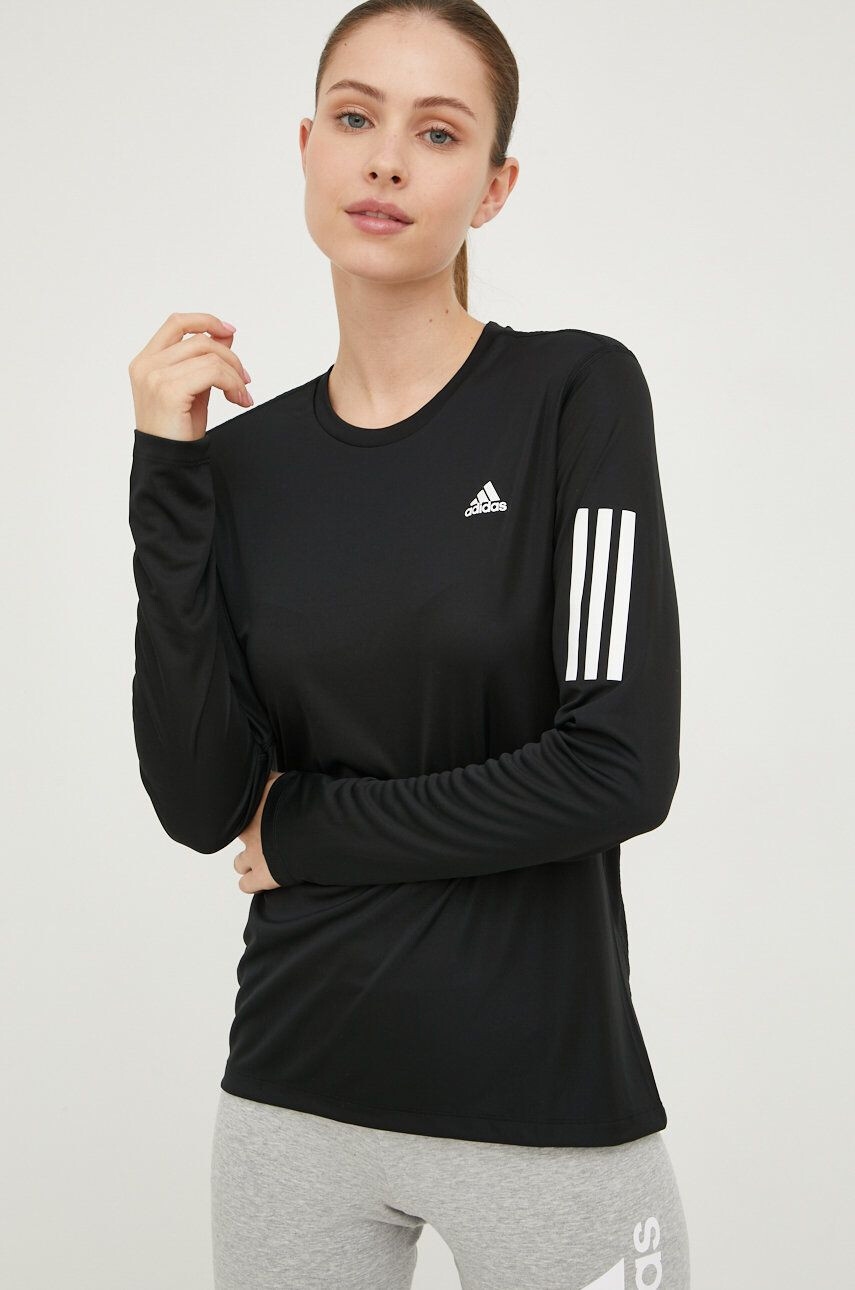 adidas Performance Majica z dolgimi rokavi za tek Own The Run črna barva - Pepit.si