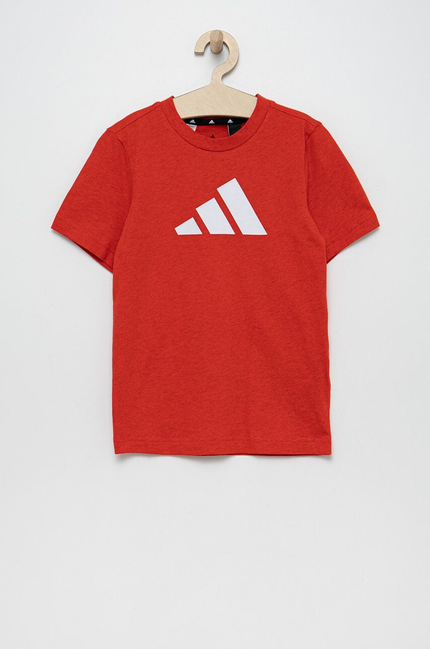 adidas Performance Otroški bombažen t-shirt rdeča barva - Pepit.si