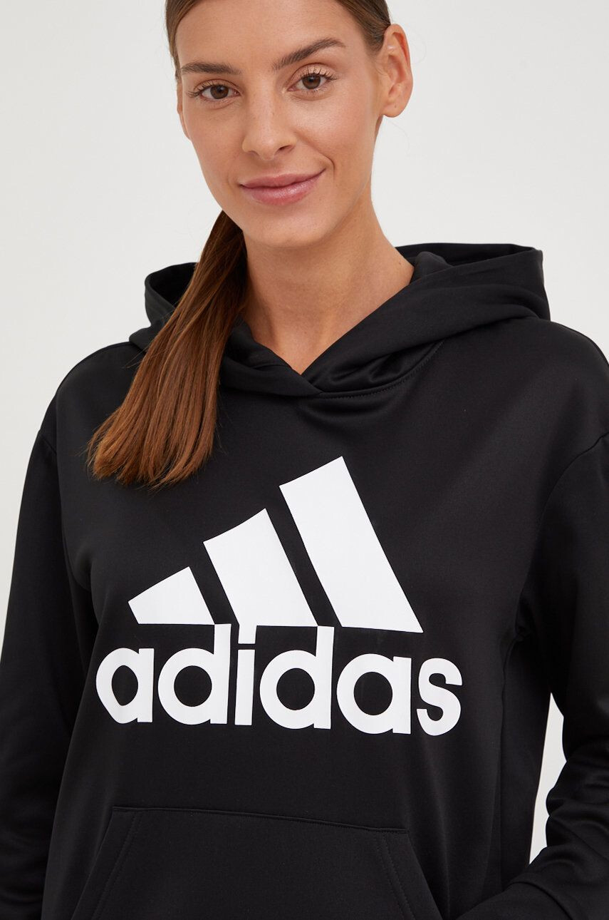 adidas Performance Pulover za vadbo Big Logo ženski črna barva s kapuco - Pepit.si