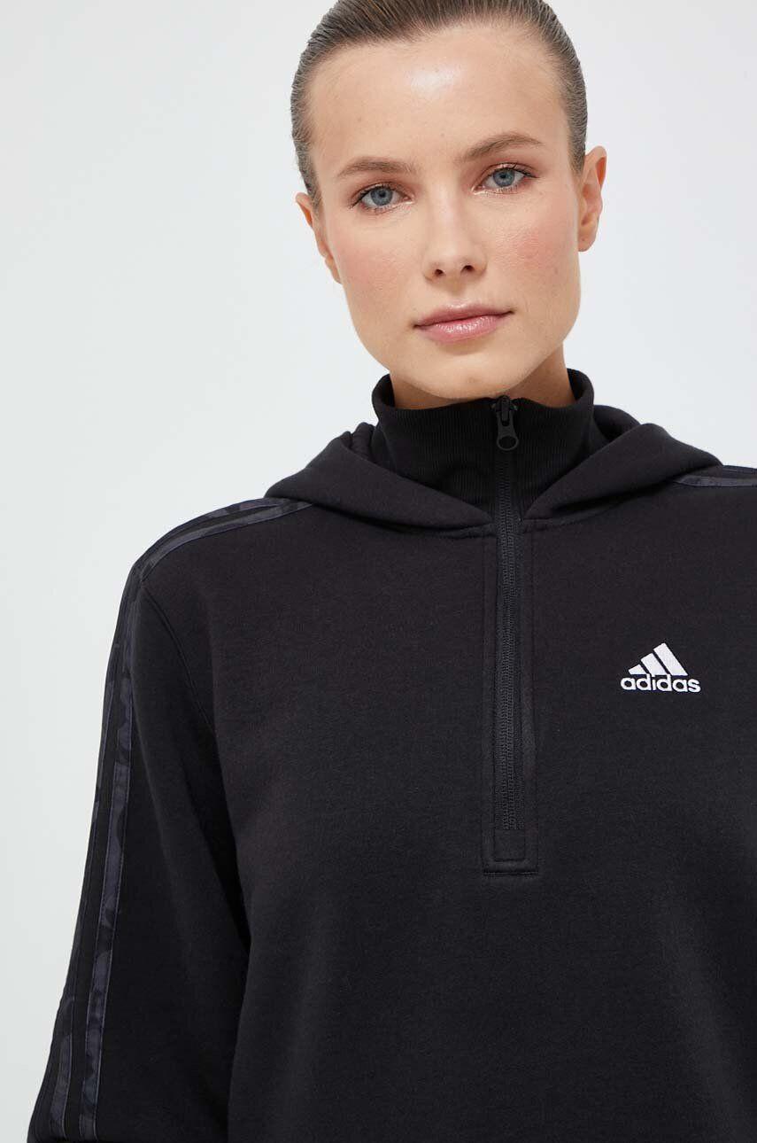 adidas Pulover ženska črna barva s kapuco - Pepit.si