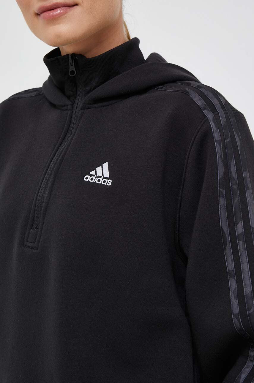 adidas Pulover ženska črna barva s kapuco - Pepit.si