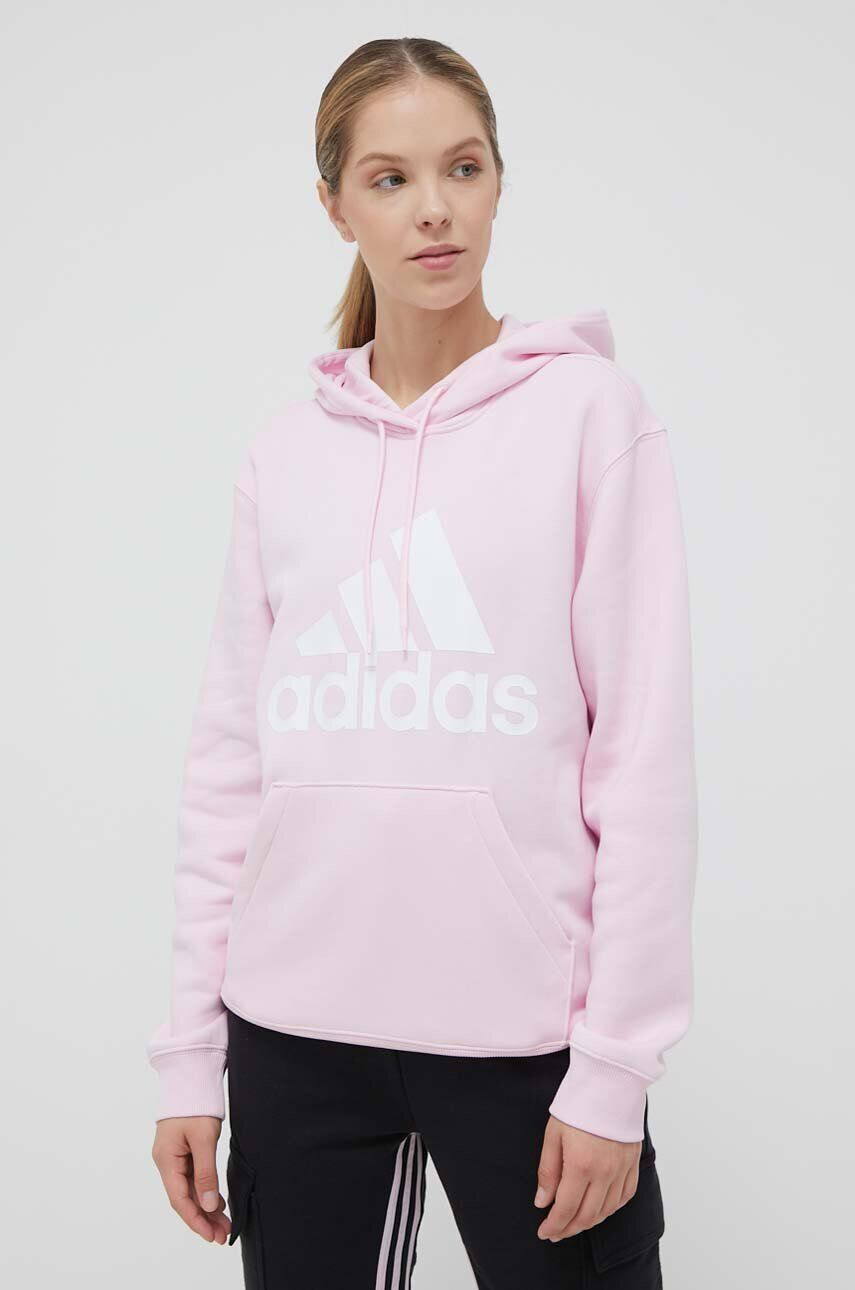 adidas Pulover ženska roza barva s kapuco - Pepit.si