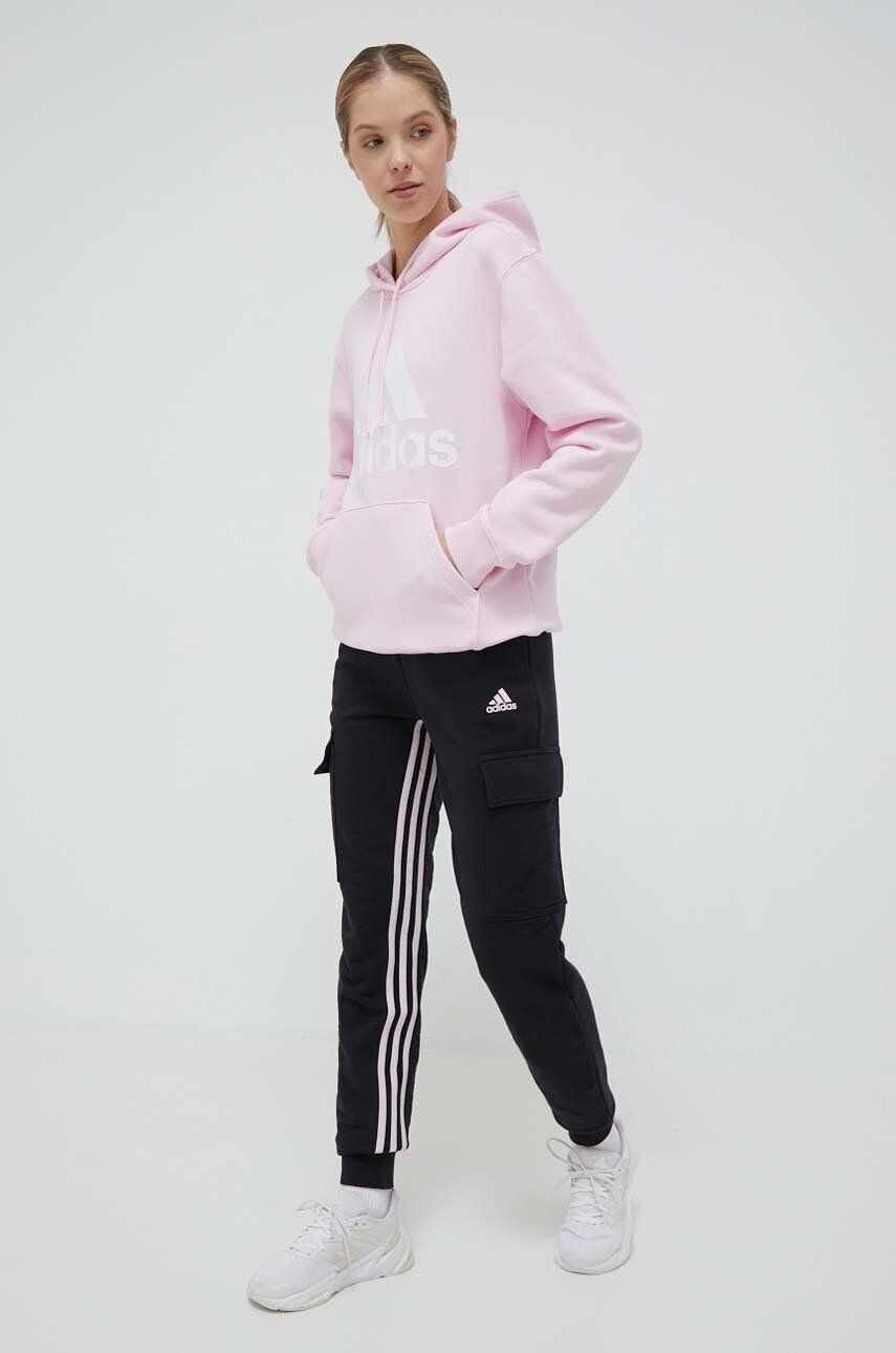 adidas Pulover ženska roza barva s kapuco - Pepit.si