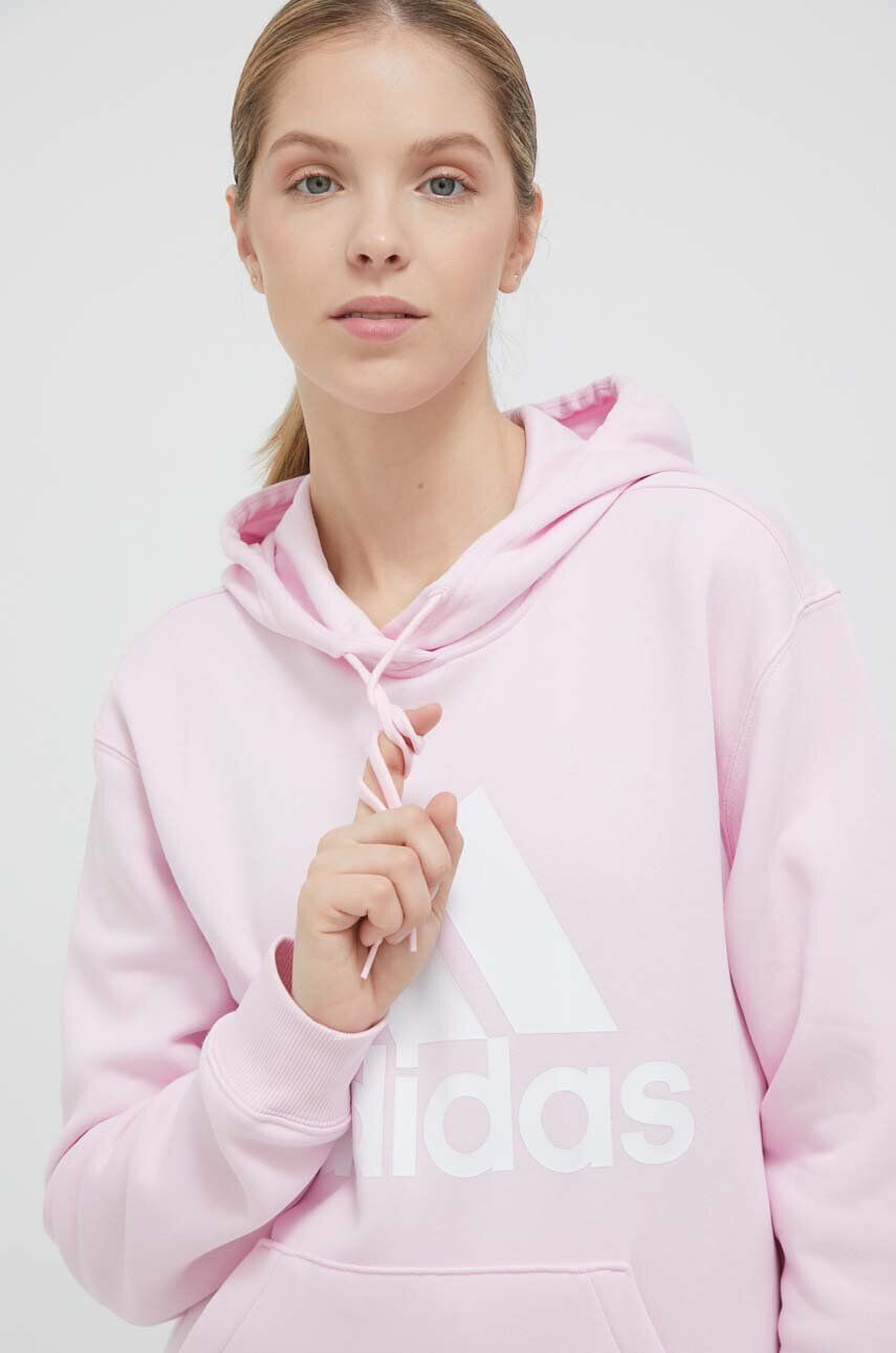 adidas Pulover ženska roza barva s kapuco - Pepit.si