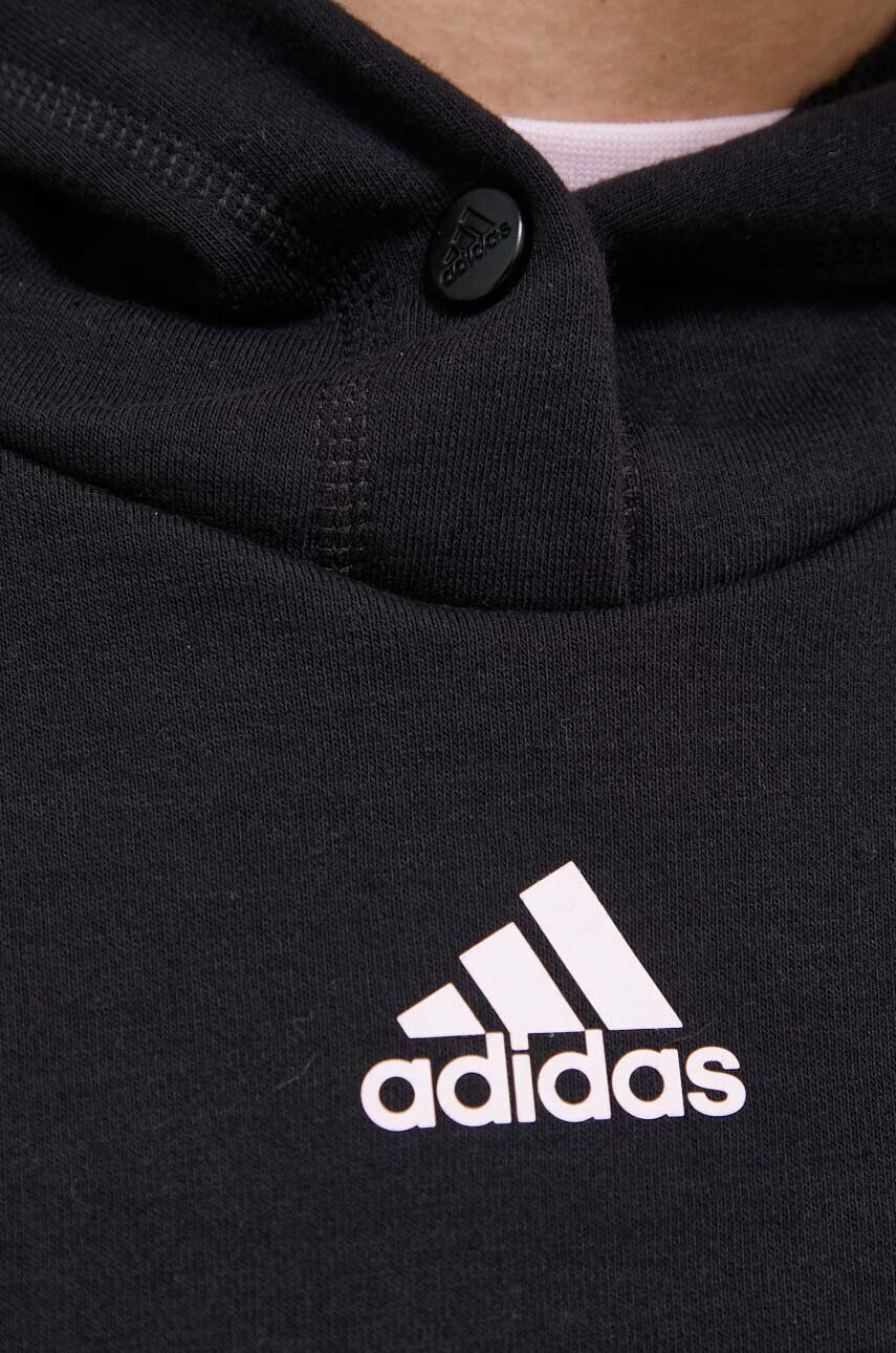 adidas Pulover ženska črna barva s kapuco - Pepit.si