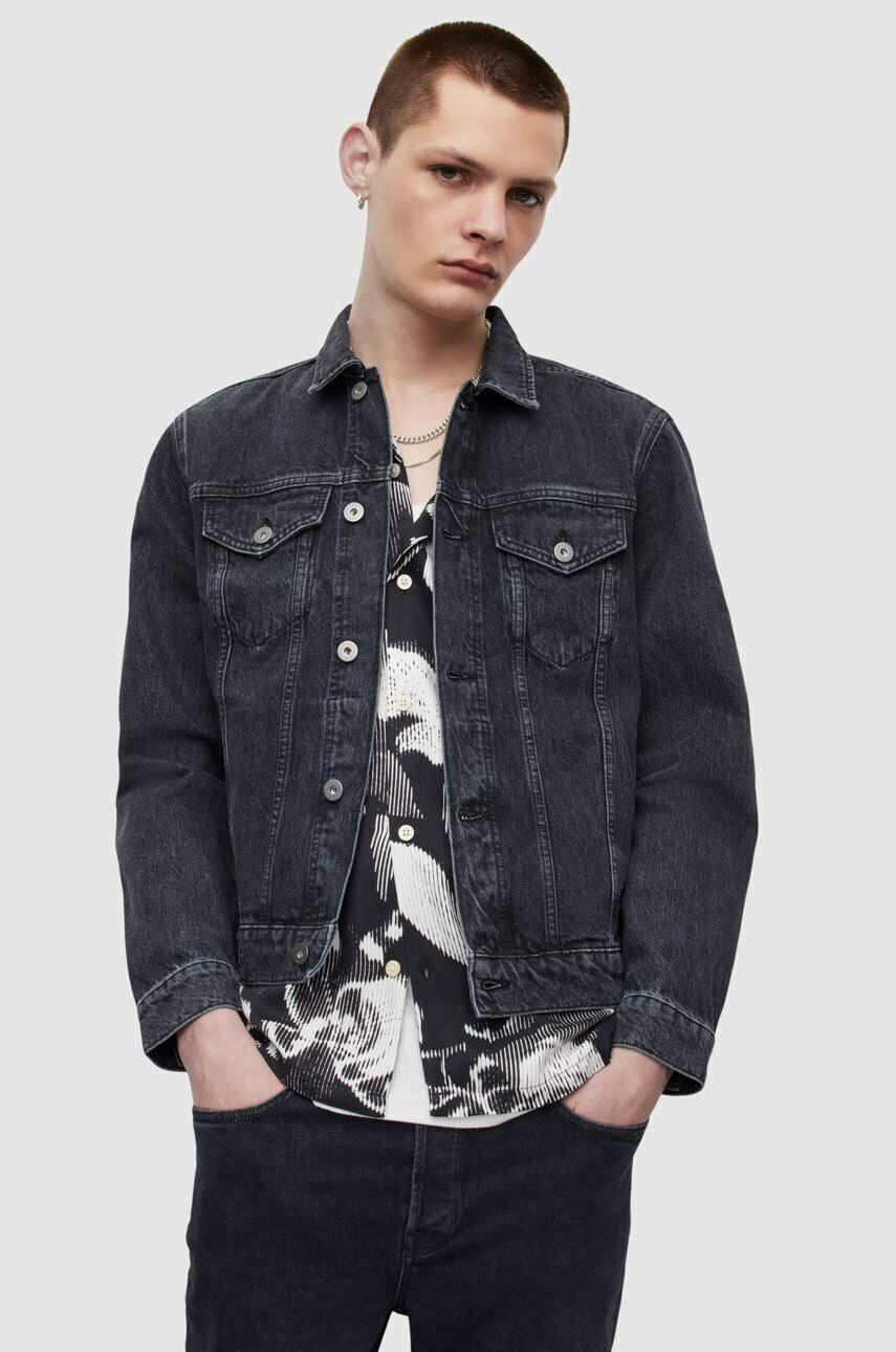 AllSaints jeans jakna moška črna barva - Pepit.si