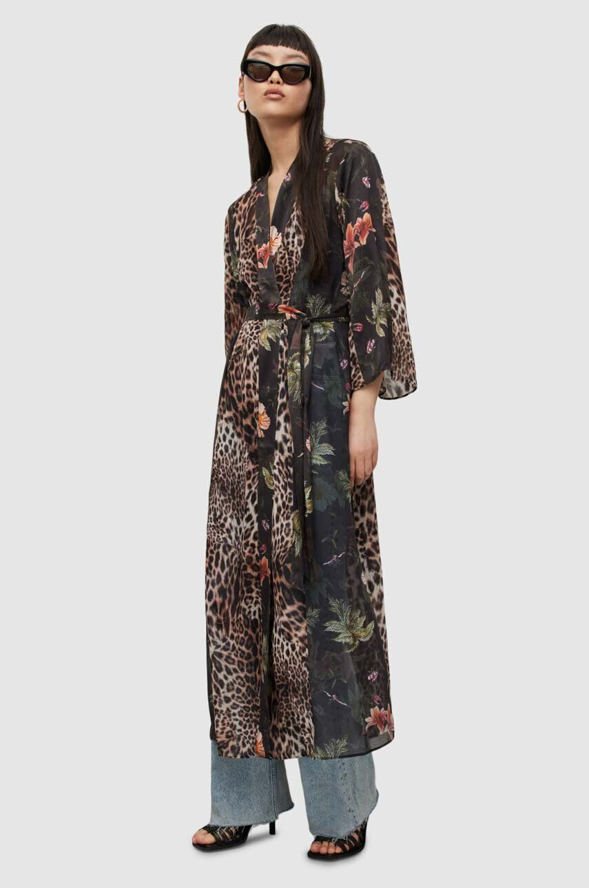 AllSaints Kimono Carina Vivana Lenzing Viscose rjava barva - Pepit.si