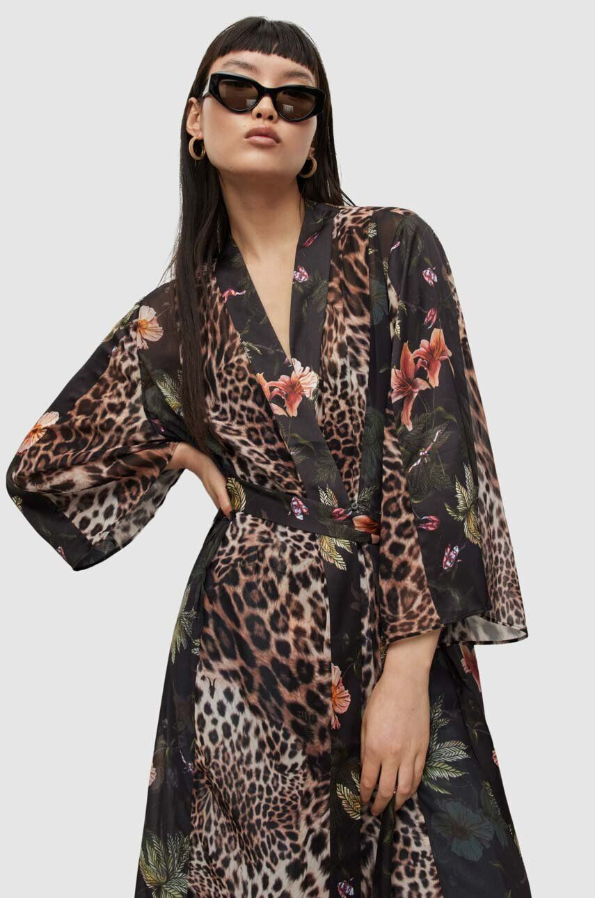 AllSaints Kimono Carina Vivana Lenzing Viscose rjava barva - Pepit.si