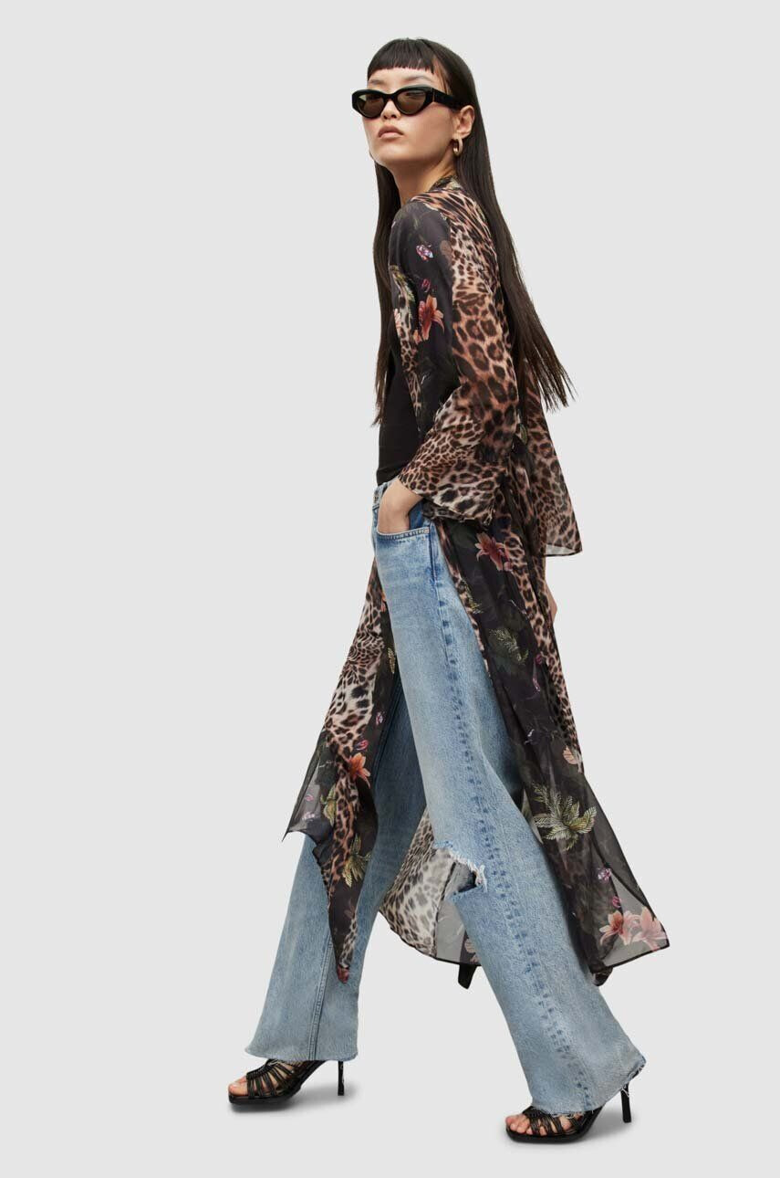 AllSaints Kimono Carina Vivana Lenzing Viscose rjava barva - Pepit.si