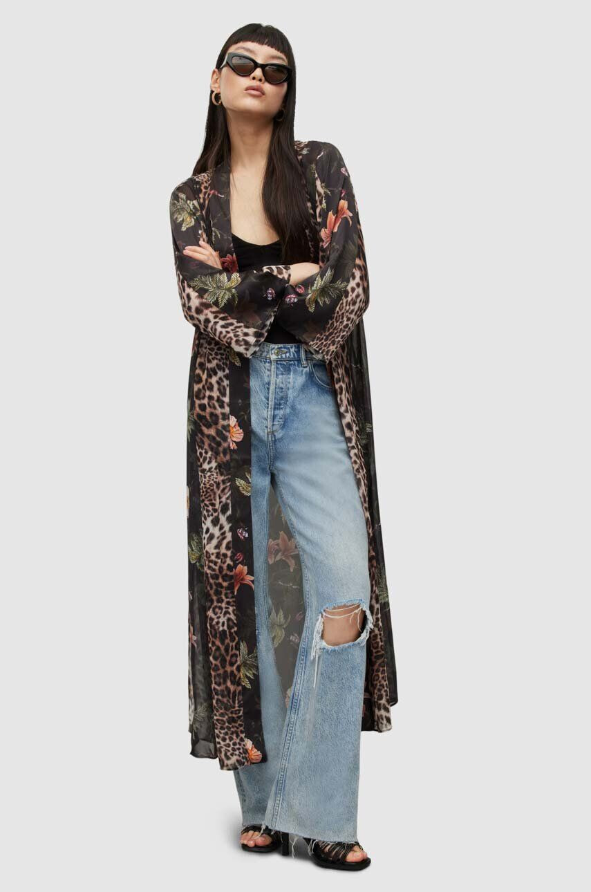 AllSaints Kimono Carina Vivana Lenzing Viscose rjava barva - Pepit.si