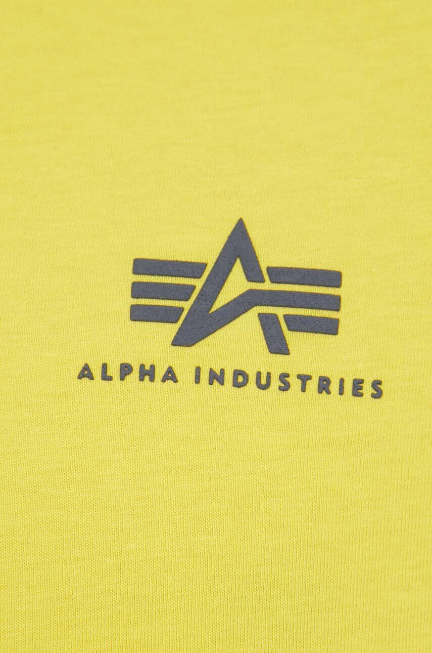 Alpha Industries Bombažna kratka majica rumena barva - Pepit.si