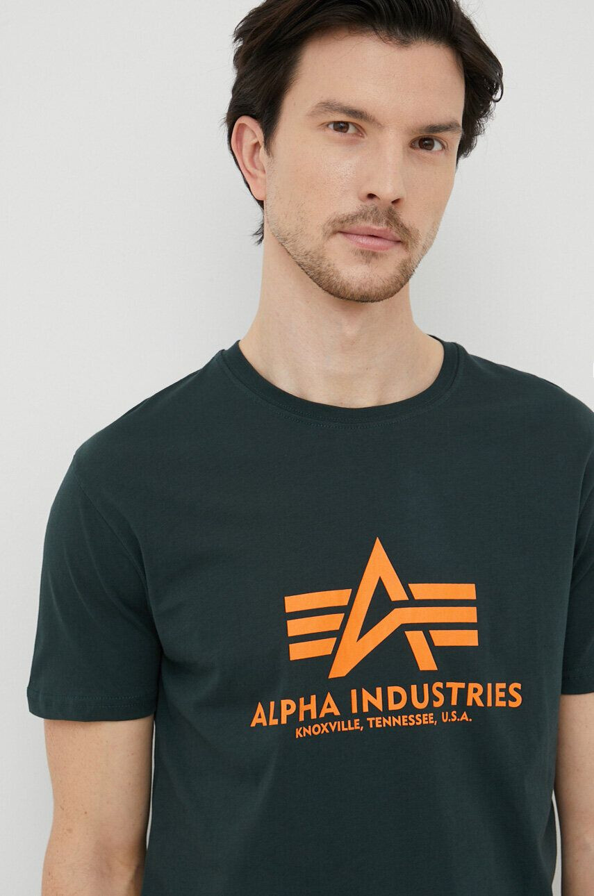 Alpha Industries Bombažna kratka majica črna barva - Pepit.si