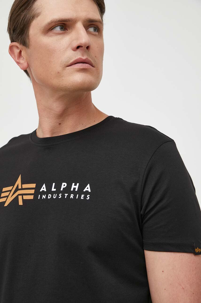 Alpha Industries Bombažna kratka majica Koszulka Alpha Label T 118502 03 črna barva - Pepit.si