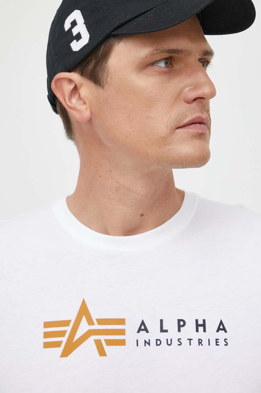 Alpha Industries Bombažna kratka majica Koszulka Alpha Label T 118502 09 bela barva - Pepit.si