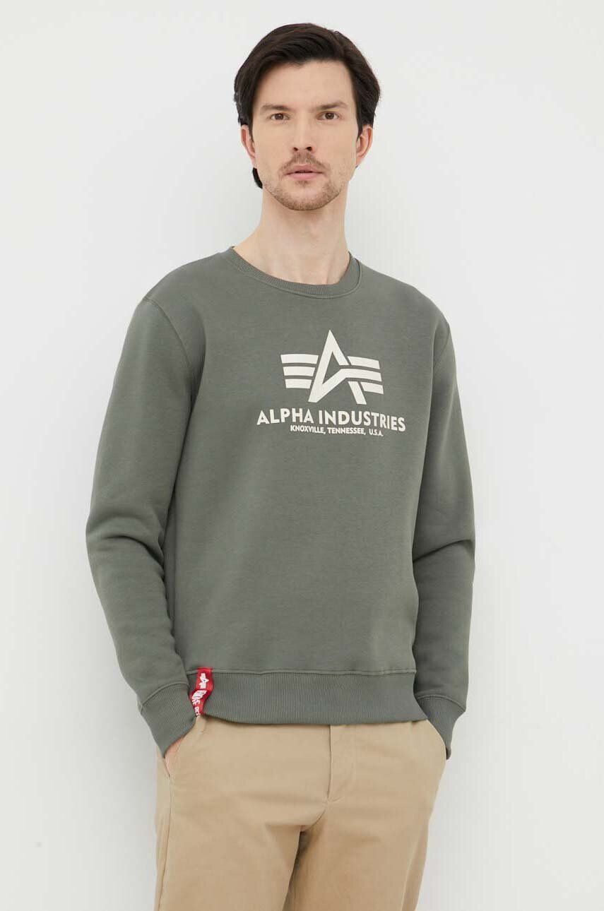 Alpha Industries Pulover moška zelena barva - Pepit.si