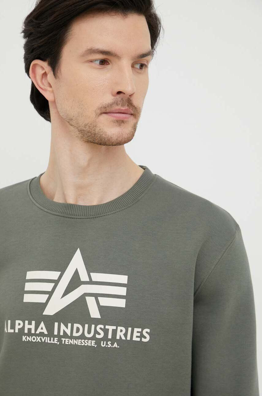 Alpha Industries Pulover moška zelena barva - Pepit.si