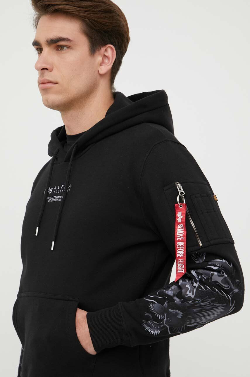 Alpha Industries Pulover moška črna barva - Pepit.si